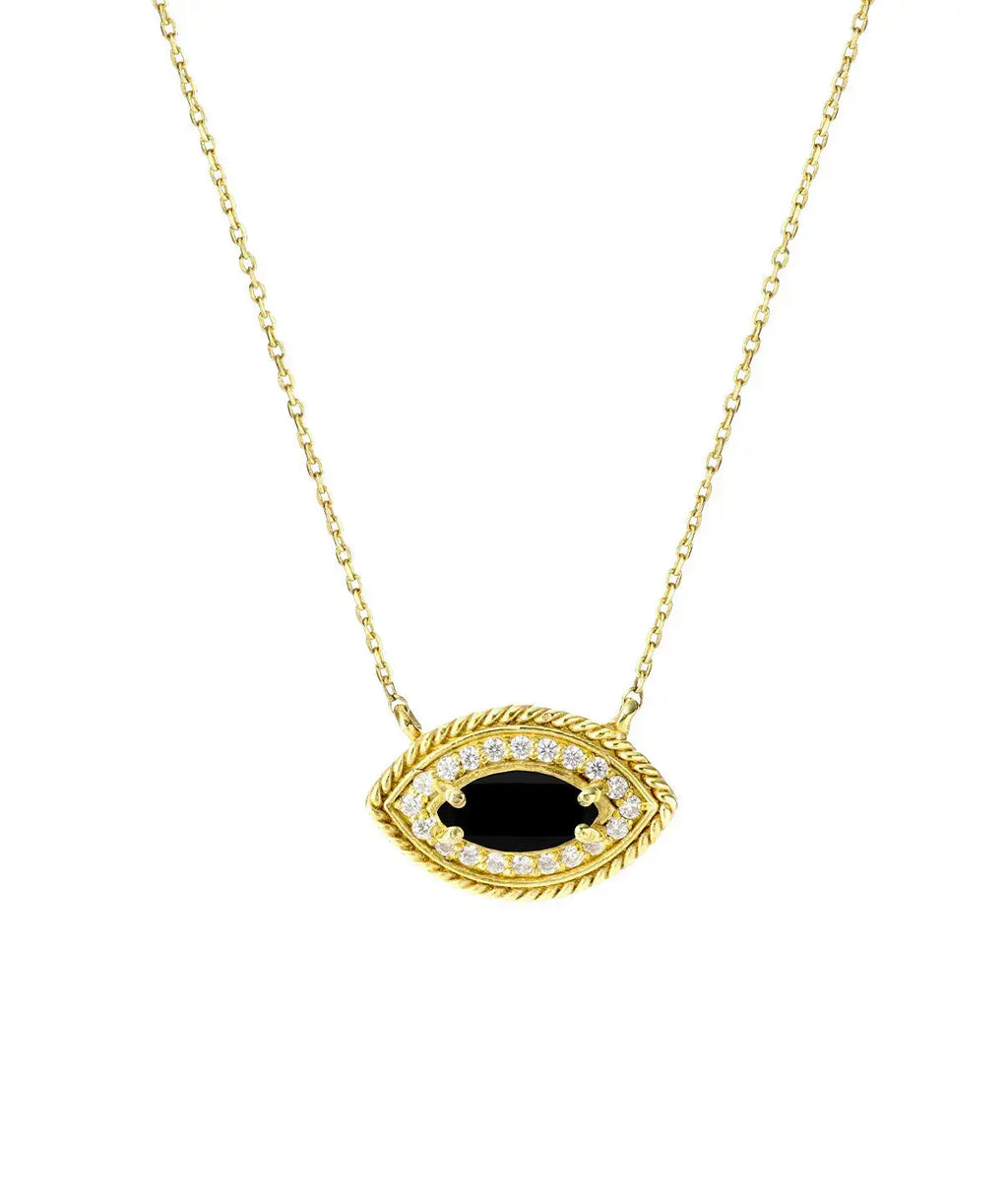 Black Onyx CZ Diamond Rectangle Necklace "CHLOE" Nayla Jewelry