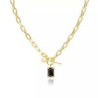 Black Onyx Rectangle Cable Chain Necklace Nayla Jewelry