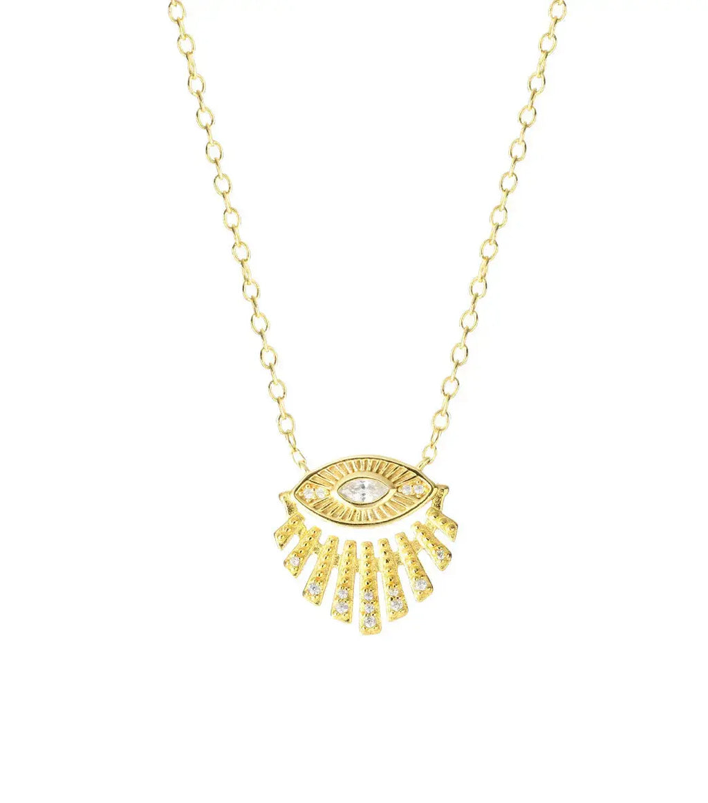 CZ Diamond  Eye Pendant Necklace Nayla Jewelry