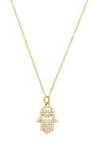 CZ Diamond Hamsa Hand Necklace Nayla Jewelry