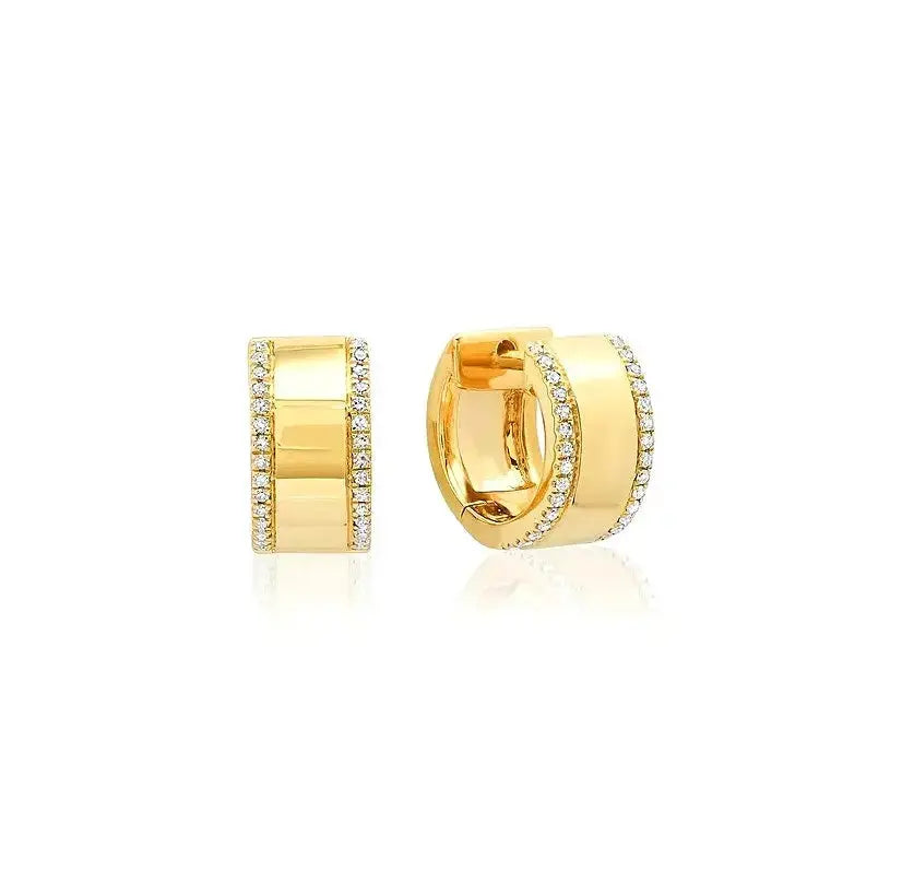 CZ Wide Huggie Hoop Earrings Nayla Jewelry