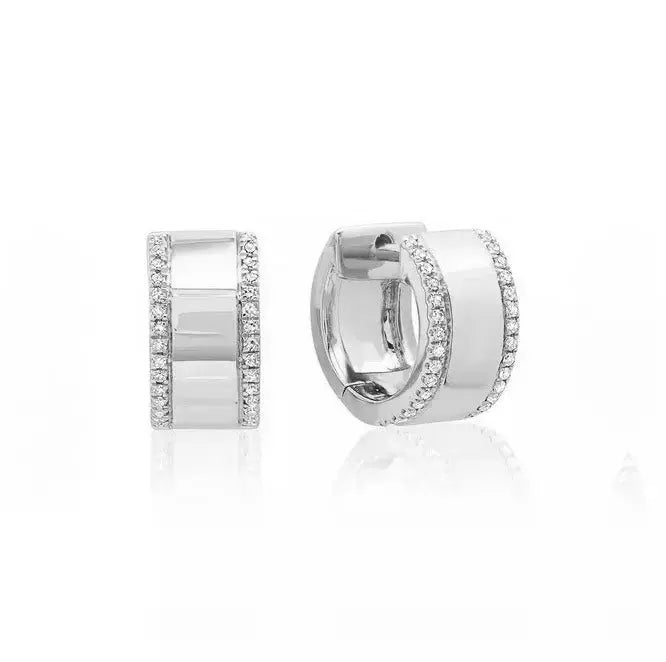 CZ Wide Huggie Hoop Earrings Nayla Jewelry