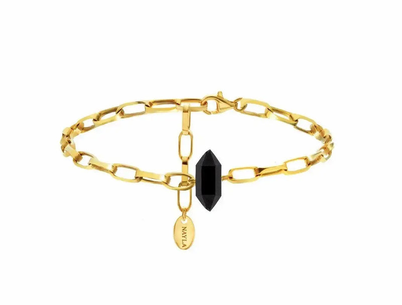 Cable Chain Black Onyx Crystal Bracelet Nayla Jewelry