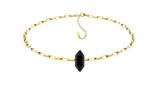 Cable Chain Black Onyx Crystal Choker Necklace Nayla Jewelry