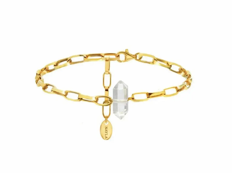 Cable Chain Clear Quartz Crystal Bracelet Nayla Jewelry