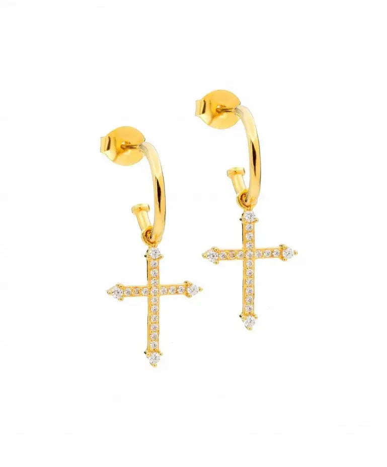 Charms Hoop Cross Earrings Nayla Jewelry