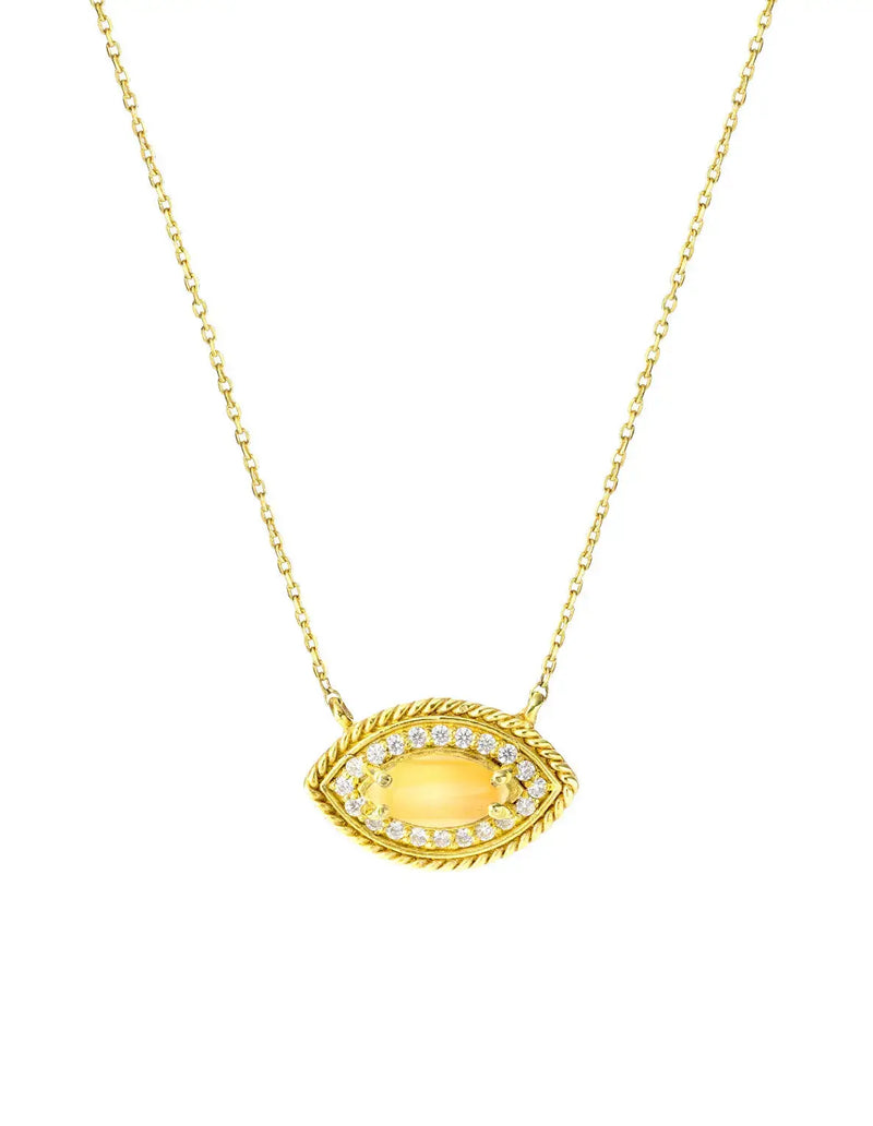 Citrine CZ Diamond Rectangle Necklace "CHLOE" Nayla Jewelry