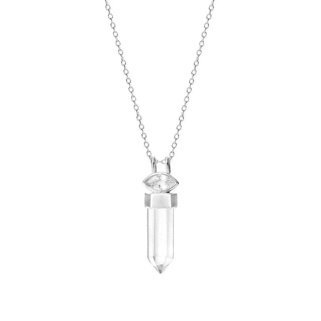 Clear Quartz Crystal mini Eye Pendant Necklace Nayla Jewelry