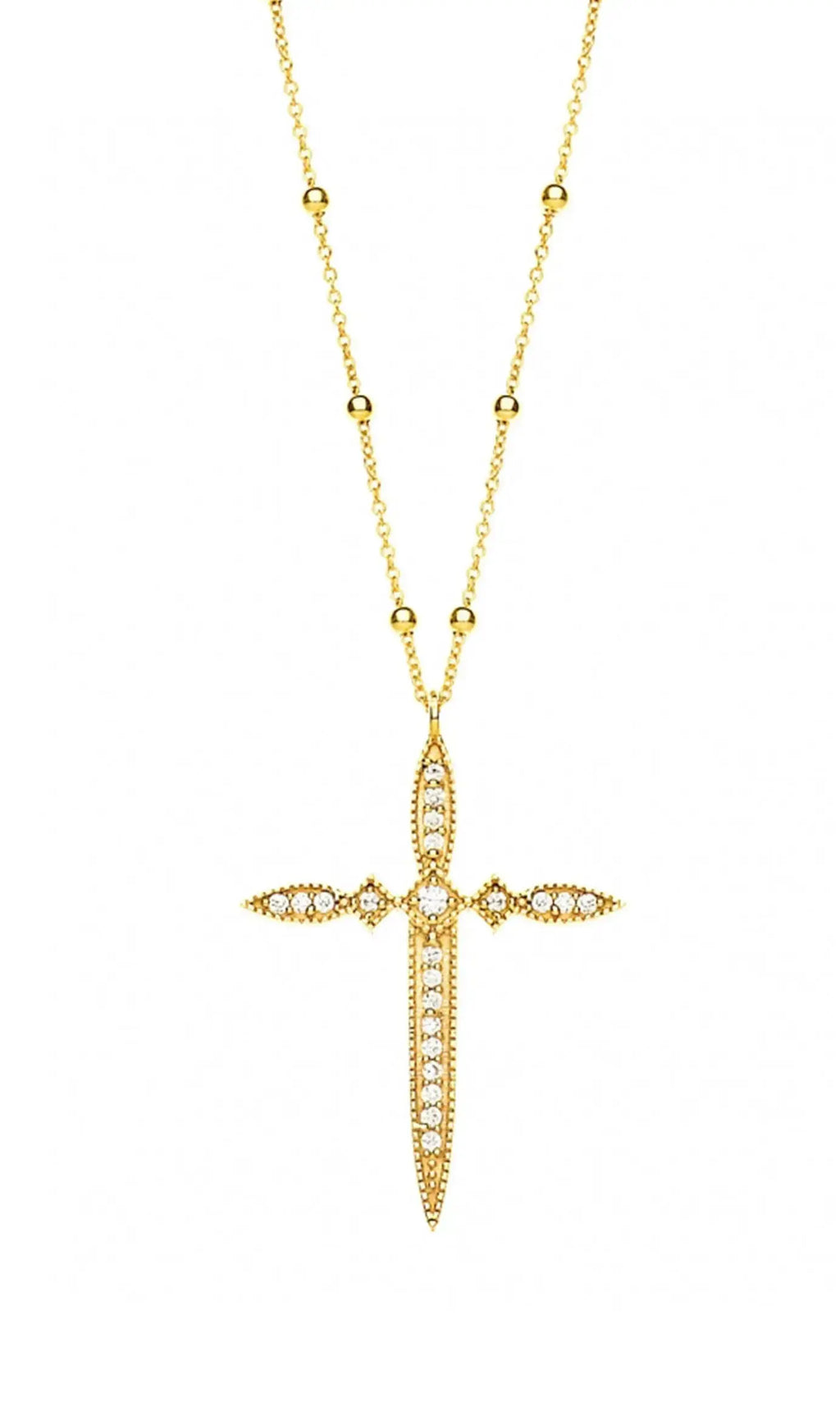 Cross Pendant CZ Diamonds Necklace Nayla Jewelry