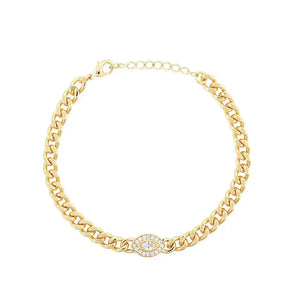 Cz Diamond Eye Cuban Chain Bracelet Nayla Jewelry