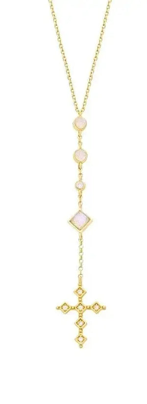 Cz Diamonds Cross Moonstone Lariat Necklaces Nayla Jewelry