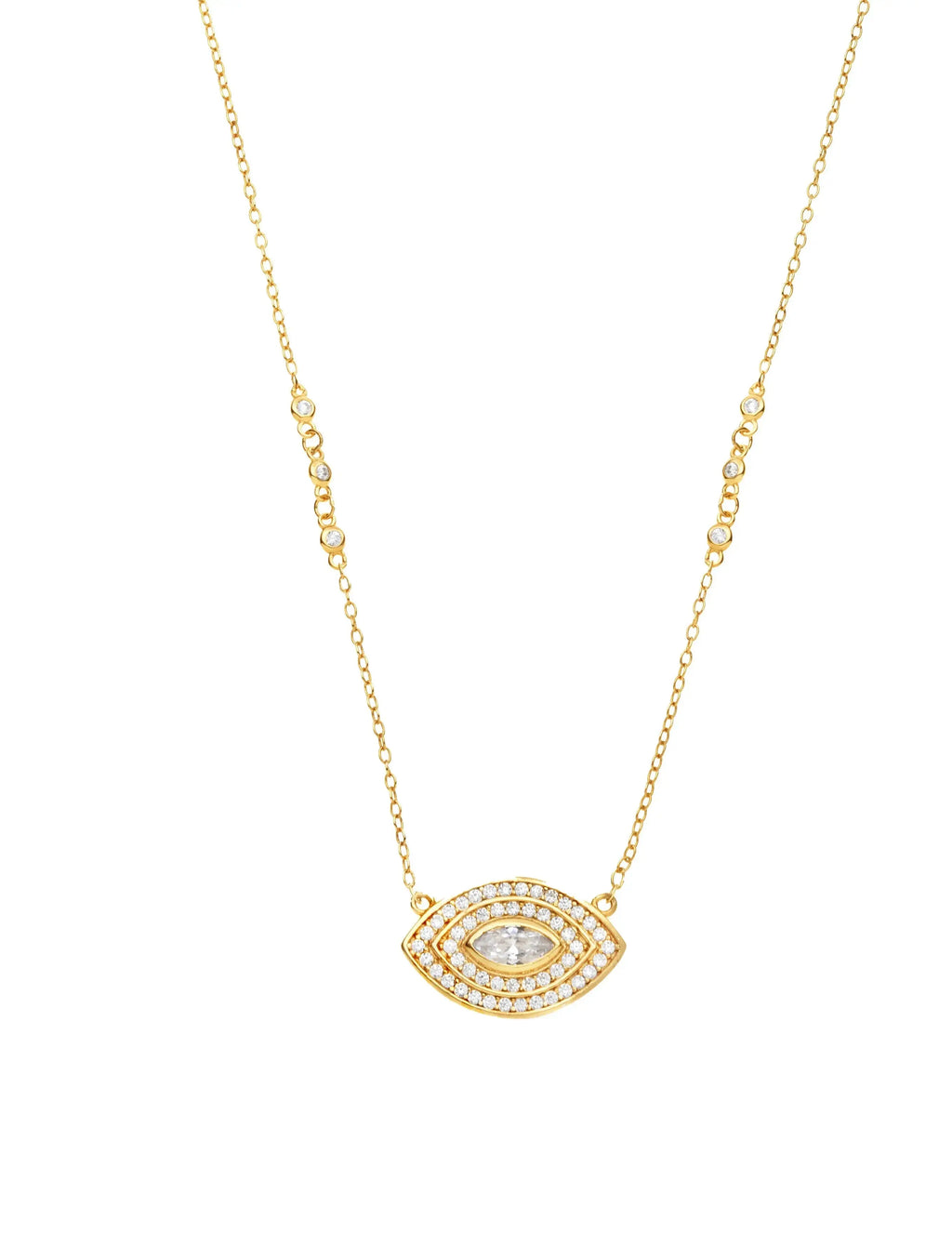 Diamond CZ Eye Pendant Necklaces Nayla Jewelry