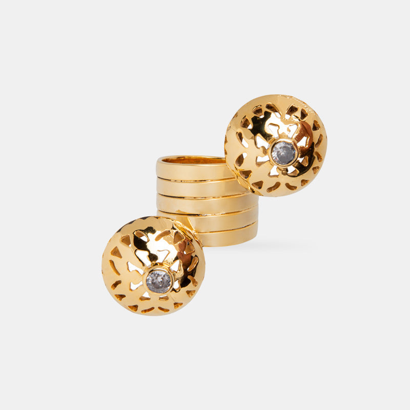 Double Solar Core Ring - White Zirconia