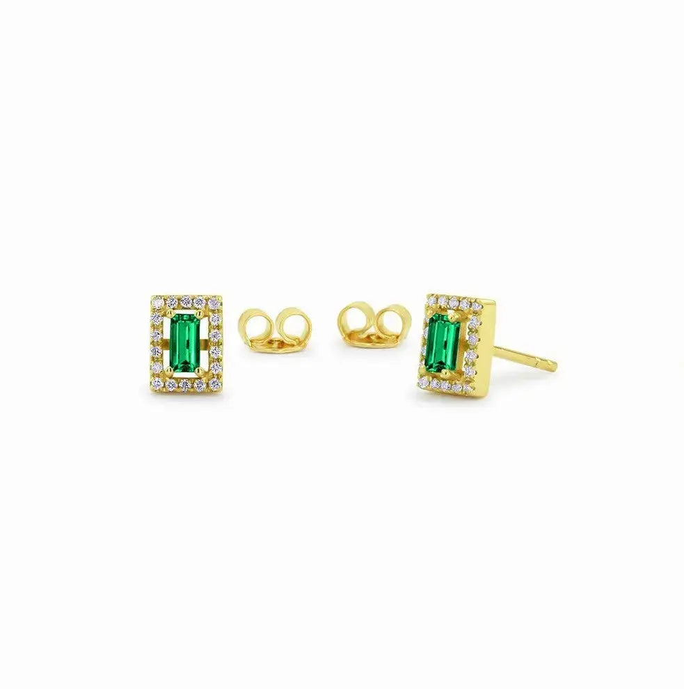 Emerald Baguette Stud Earrings "LiLLY" Nayla Jewelry