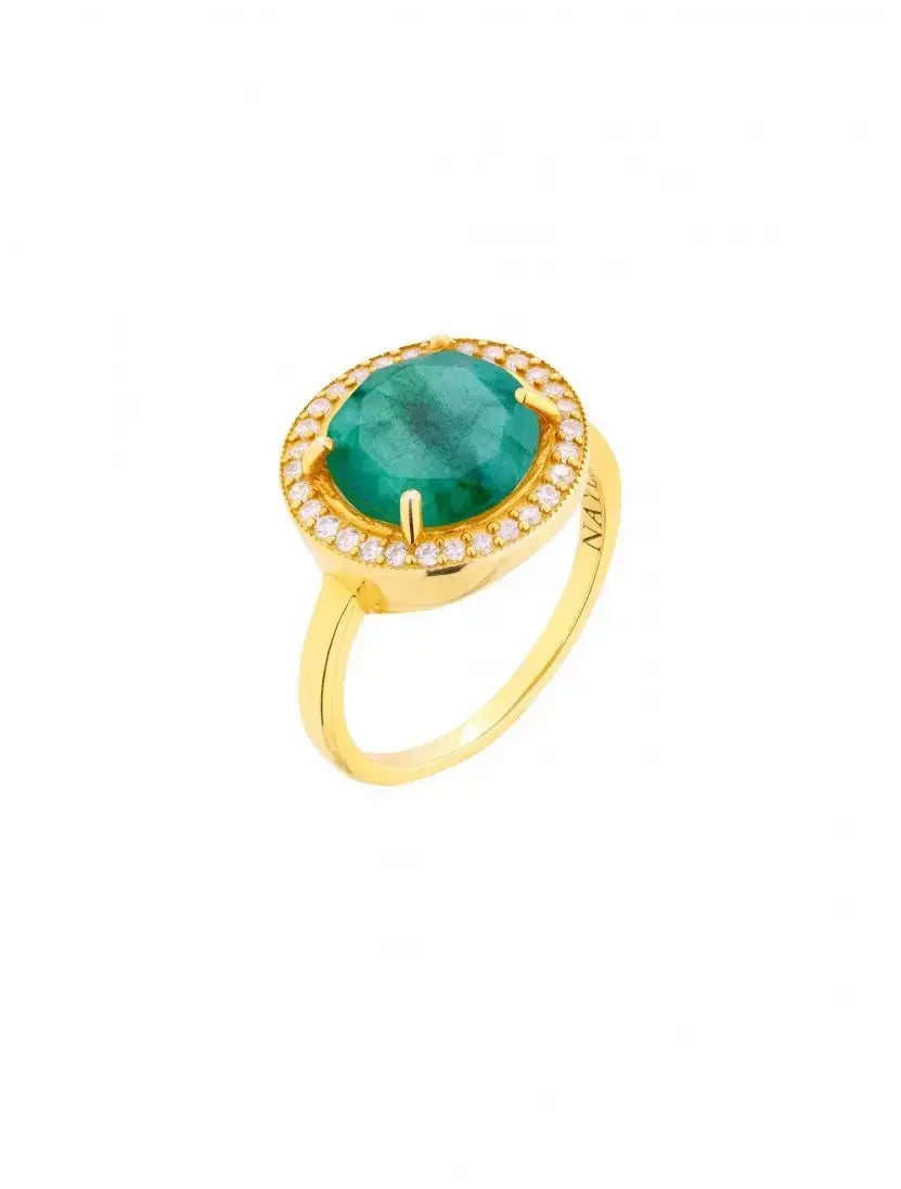 Emerald CZ Diamonds Round Fashion  Ring Nayla Jewelry