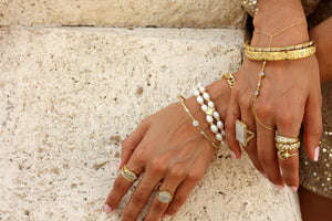 Moonstone Cz Diamond Hand Chain Bracelet