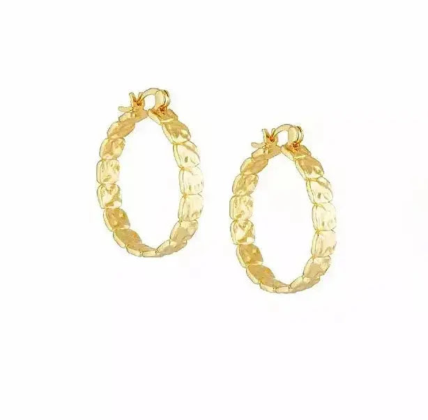 Handmade Hammered Texture  Hoop Earrings Nayla Jewelry