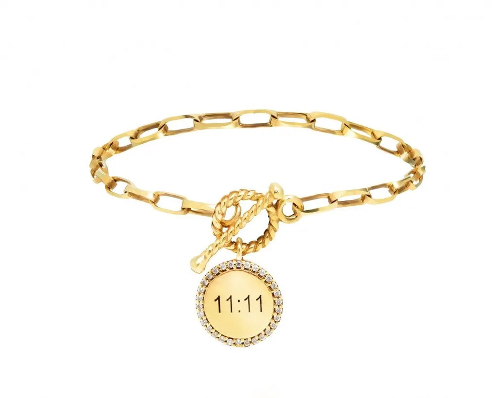 Classic Style Cable Chain " 11:11 "Medallion Bracelet Million Dollar Style