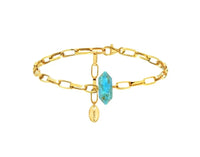 Cable Chain Mexican Turquoise Crystal Bracelet