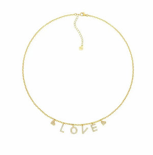 "LOVE" Heart Cz Diamonds Choker Necklace Nayla Jewelry