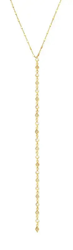 Long Fashion CZ Diamonds  Lariat Chain Necklace Nayla Jewelry