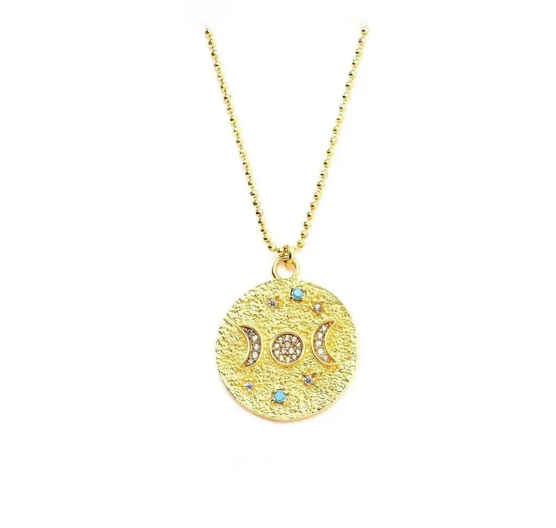 "Love You To The Moon and Back" Turquoise Pendant Necklace Nayla Jewelry