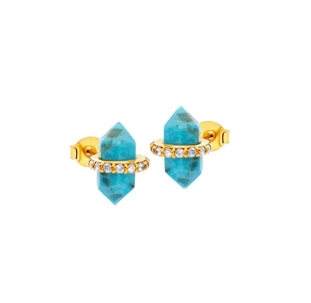 Magical Crystal Studs Mexican Turquoise Earrings Nayla Jewelry