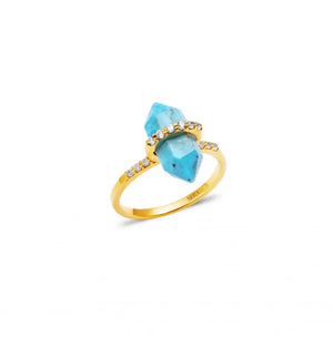 "Magical Crystal" CZ Diamonds Mexican Turquoise  Ring Nayla Jewelry