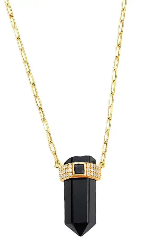 "Magical Queen" Black Onyx Crystal Cable Chain Necklace Nayla Jewelry