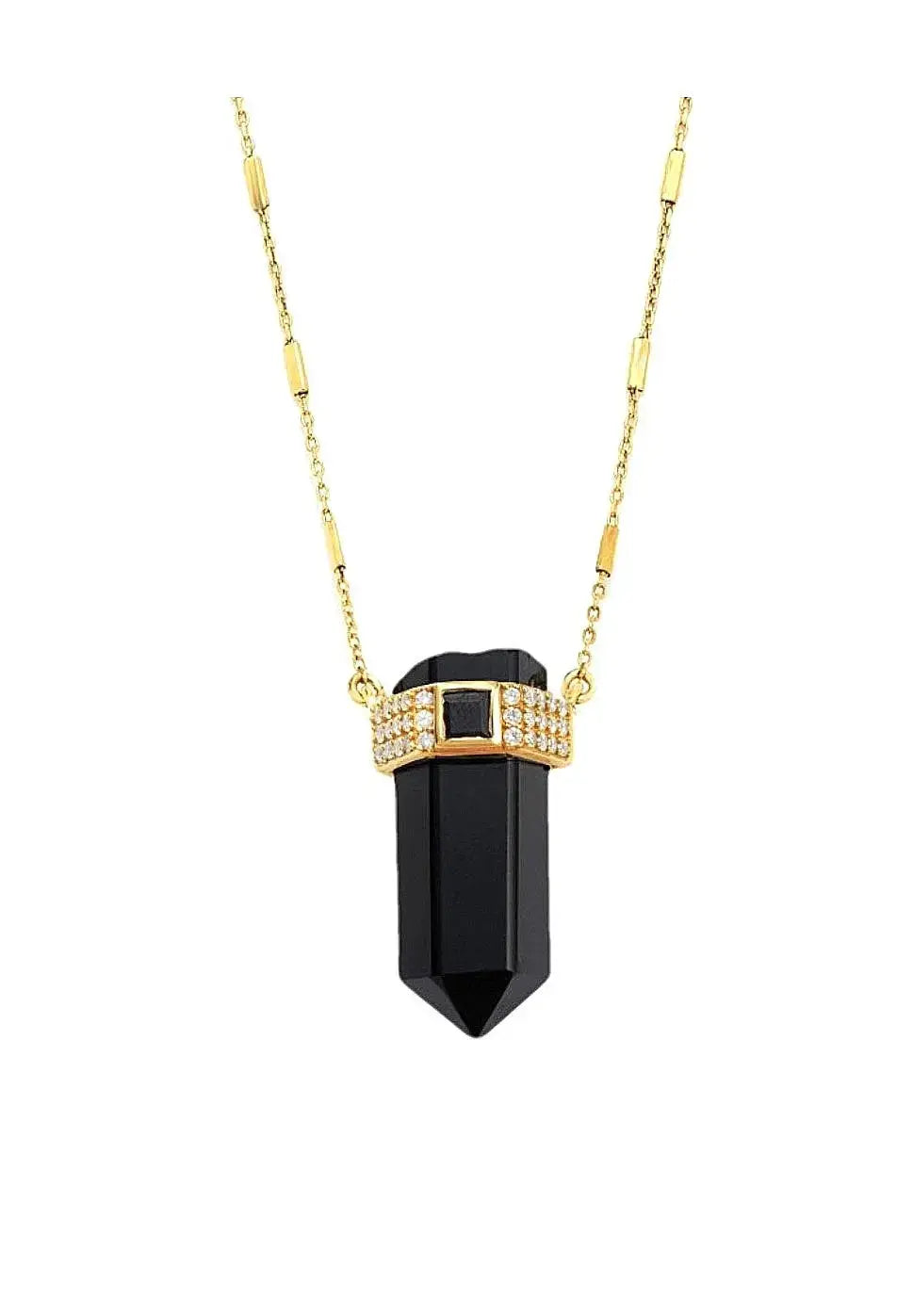 "Magical Queen" Black Onyx Quartz Bar Chain Necklace Nayla Jewelry