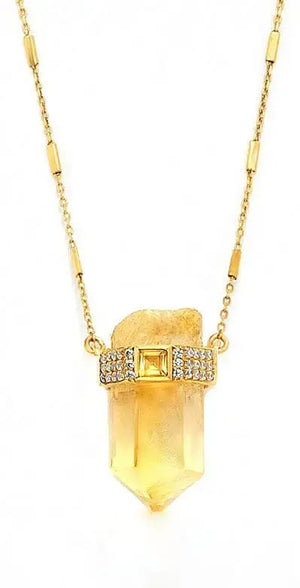 "Magical Queen" Citrine Crystal Bar Chain Necklace Nayla Jewelry