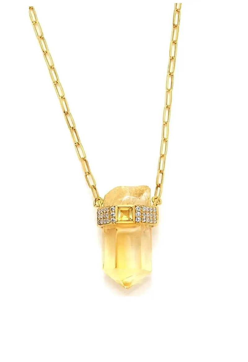 "Magical Queen" Citrine Crystal Cable Chain Necklace Nayla Jewelry