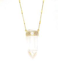 "Magical Queen" Crystal Clear Quartz Bar Chain Necklace Nayla Jewelry