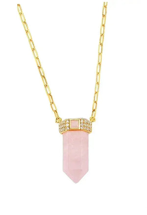 "Magical Queen" Crystal Rose Quartz Cable Chain Necklace Nayla Jewelry