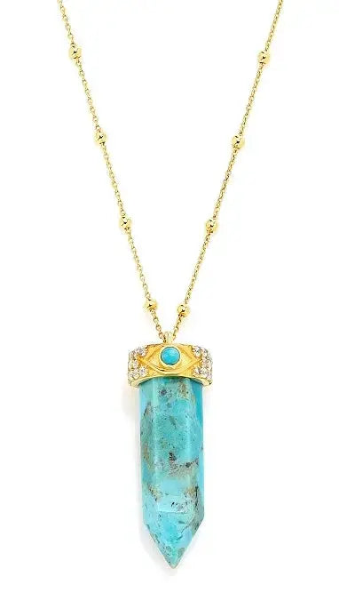 Mexican Turquoise Eye Crystal Necklace Nayla Jewelry