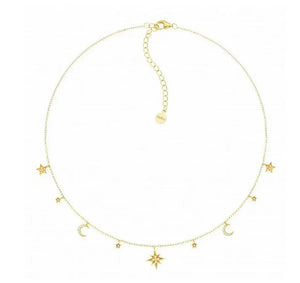 Moon & Stars Cz Diamonds Choker Necklace Nayla Jewelry