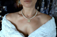 Moonstone Eye Protection Talisman  Pearl  Choker Necklace Nayla Jewelry