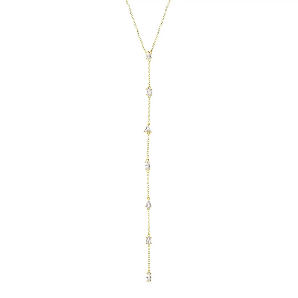 Multi Shape CZ Diamond Lariat Necklace Nayla Jewelry