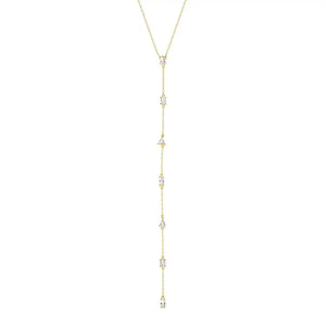 Multi Shape CZ Diamond Lariat Necklace Nayla Jewelry