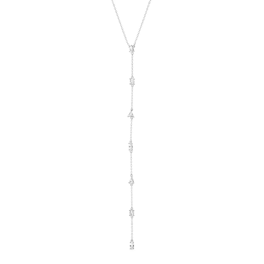 Multi Shape CZ Diamond Lariat Necklace Nayla Jewelry