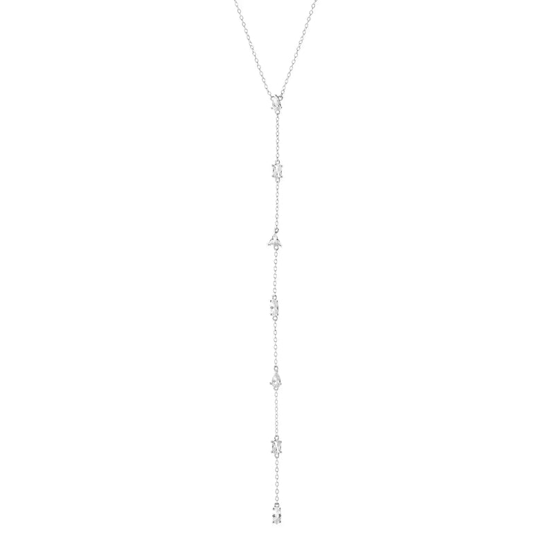 Multi Shape CZ Diamond Lariat Necklace Nayla Jewelry