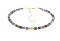 Natural Amethyst Gemstone Beads Choker Necklace Nayla Jewelry