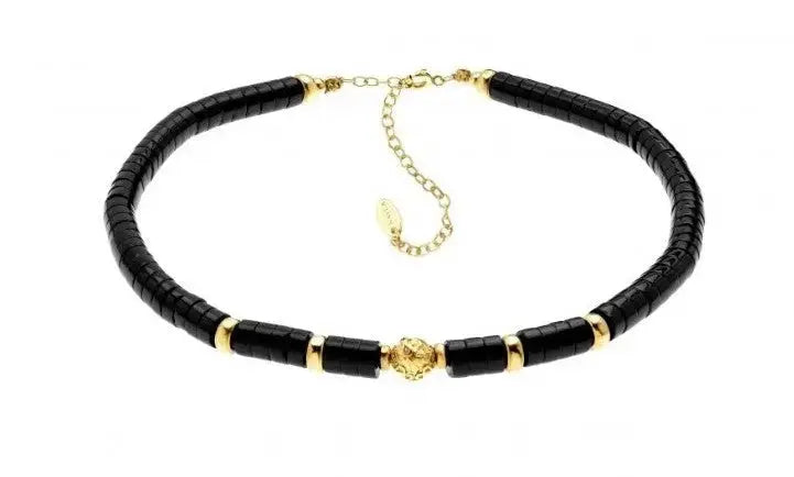 Natural Black Onyx Gemstone Beads Choker Necklace Nayla Jewelry