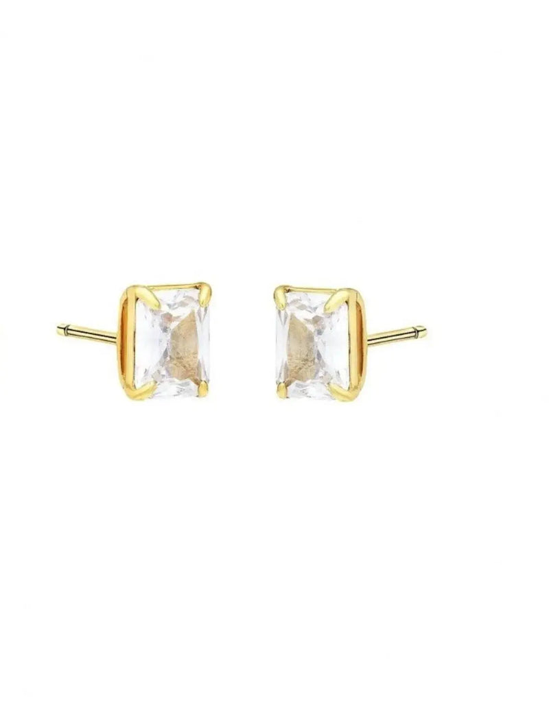 Rectangle Diamond Cz Stud Earrings Nayla Jewelry