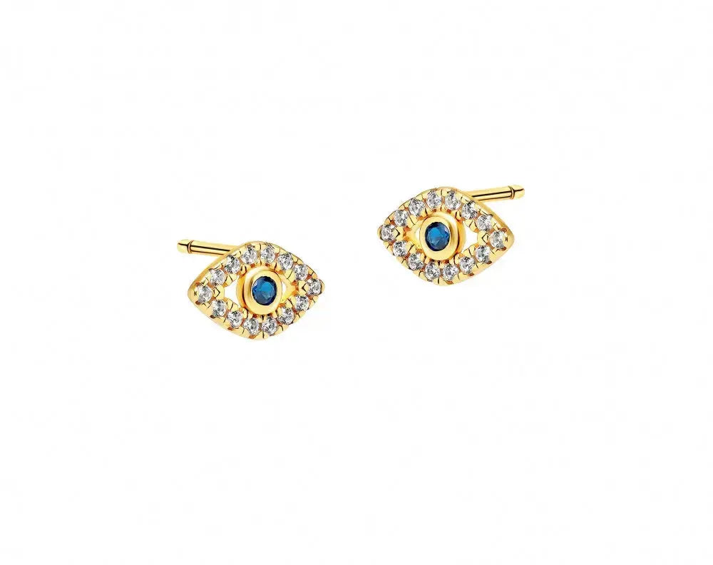 Sapphire Eye Diamond Cz Stud Earrings Nayla Jewelry