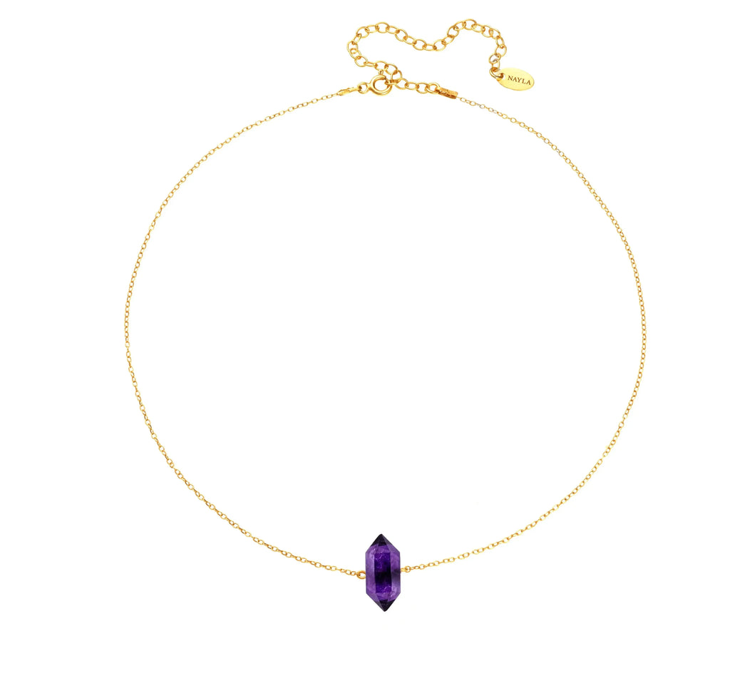 Small Crystal Amethyst Chain Necklace Nayla Jewelry