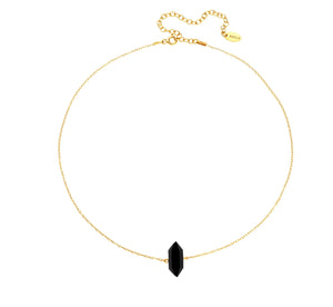 Small Crystal Black Onyx Chain Necklace Nayla Jewelry