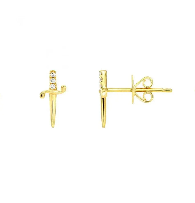 Small Diamond minimalist Dagger Stud Earrings Nayla Jewelry