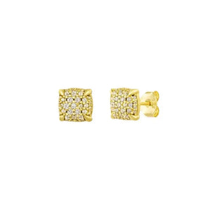 Small Square Pave CZ Diamonds Ear Stud Earring Nayla Jewelry