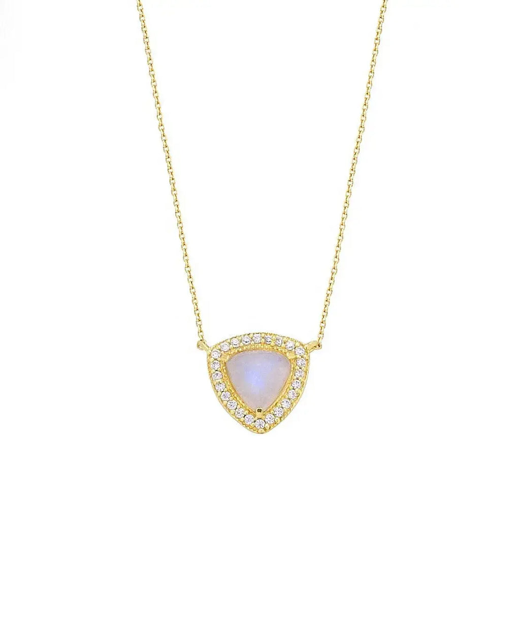 Small Trillion Moonstone Pendant Necklace Nayla Jewelry